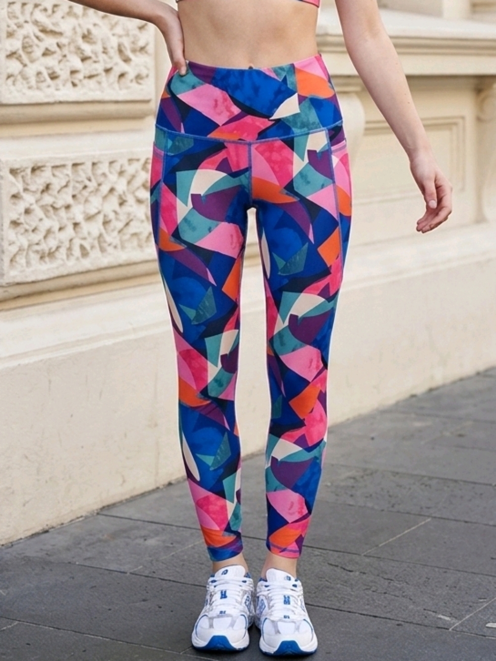 Old Navy High-Waisted PowerSoft Leggings Pink Geometric Yoga Activewear